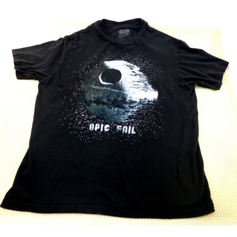 Star Wars Death Star Epic Fail Graphic T-Shirt Mens Large Black Mad Engine